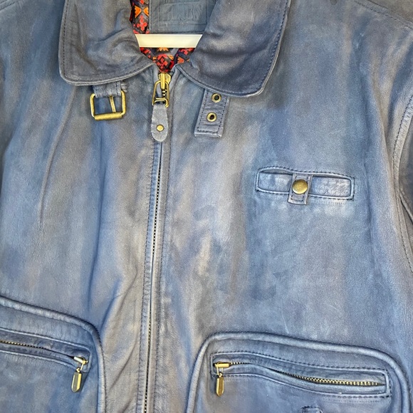 Mixed Blues | Blue Gen Leather Bomber Jacket | M - Picture 3 of 14